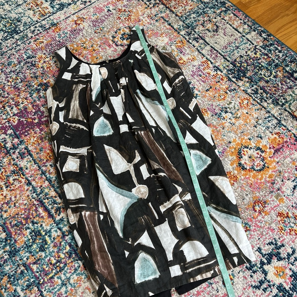 Lafayette 148 New York Womens‎ Brown Print Linen Shift Dress Sz 4 - Picture 14 of 15